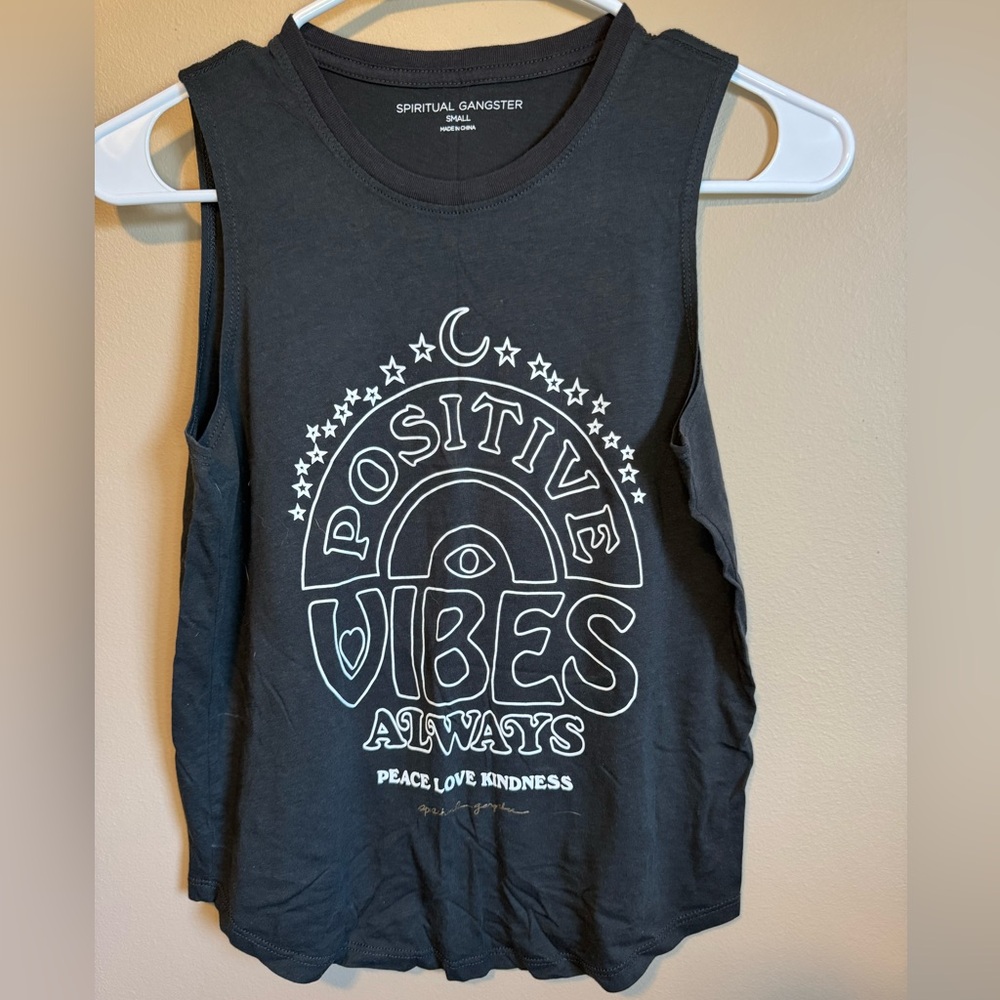 Spiritual Gangster Charcoal Positive Vibes Tank Top